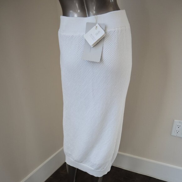Brunello Cucinelli White Skirt Open Knit Cotton Drawstring Size Small New Tags - Picture 2 of 7